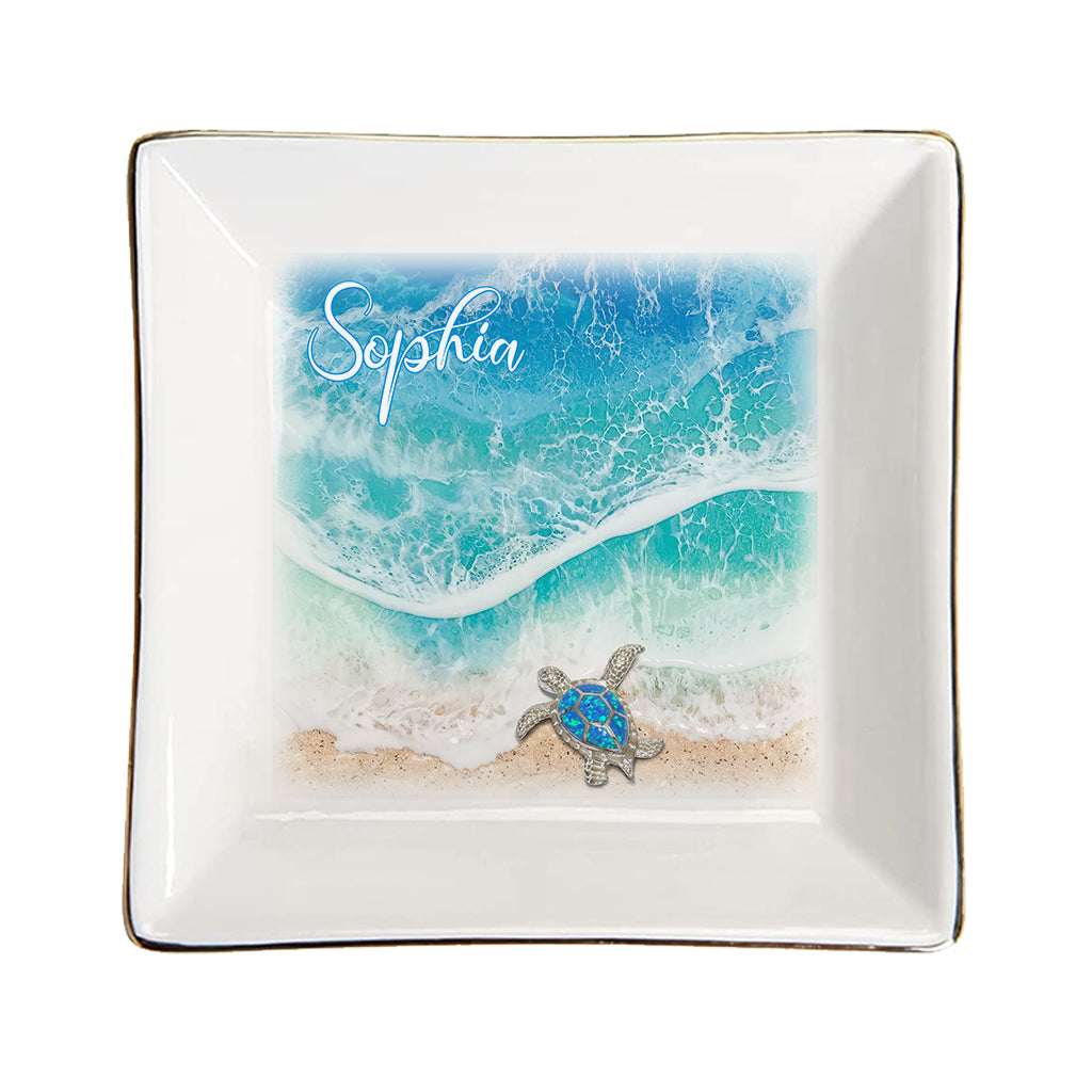 J'adore les tortues - Porte-bijoux personnalisé en forme de tortue