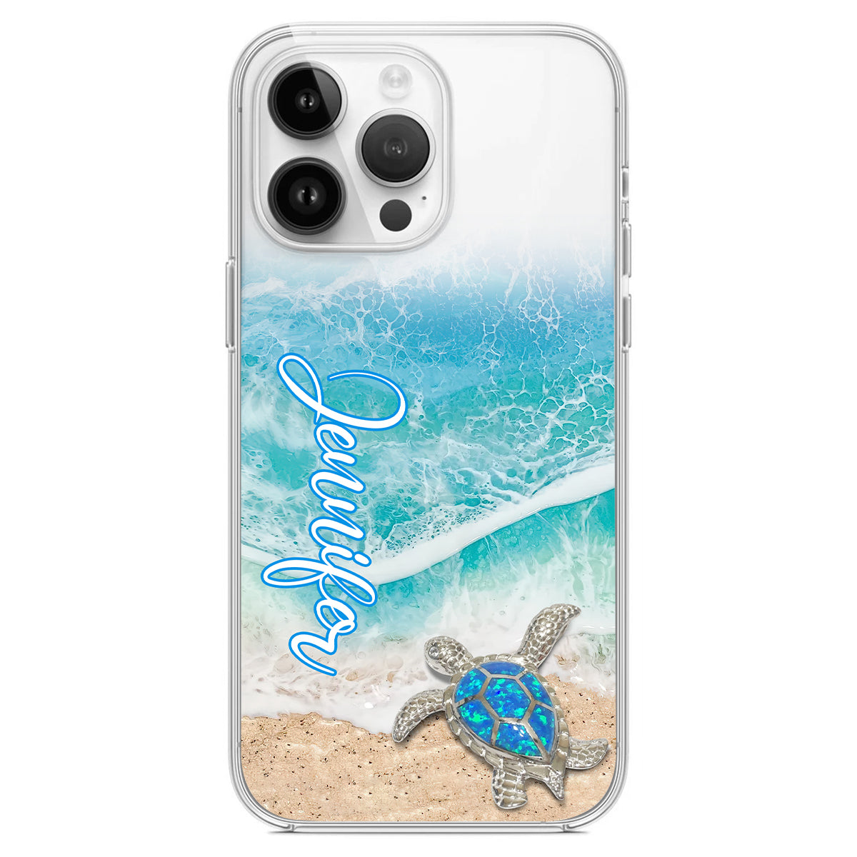 Coque de téléphone transparente personnalisée avec une tortue pour les amoureux des tortues