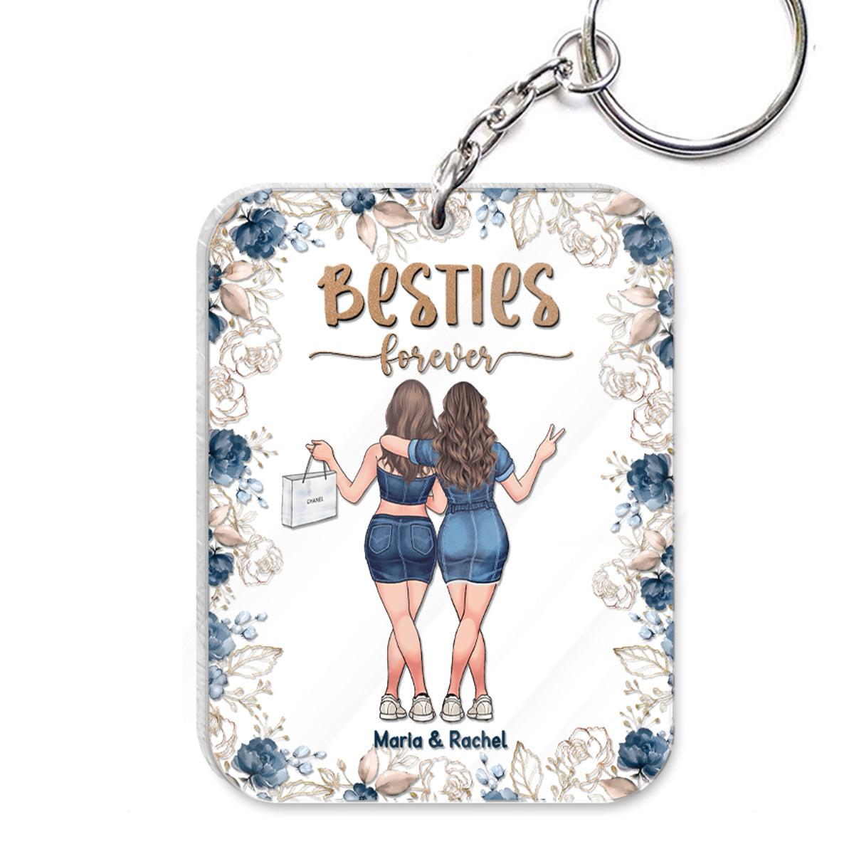 Meilleures amies pour toujours - Porte-clés transparent personnalisé pour meilleures amies