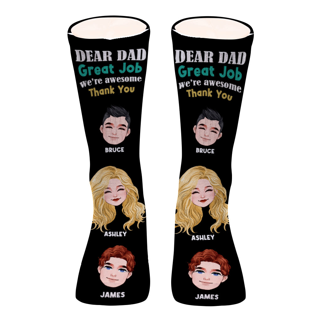 Dear Dad Great Job - Personalized Father Socks