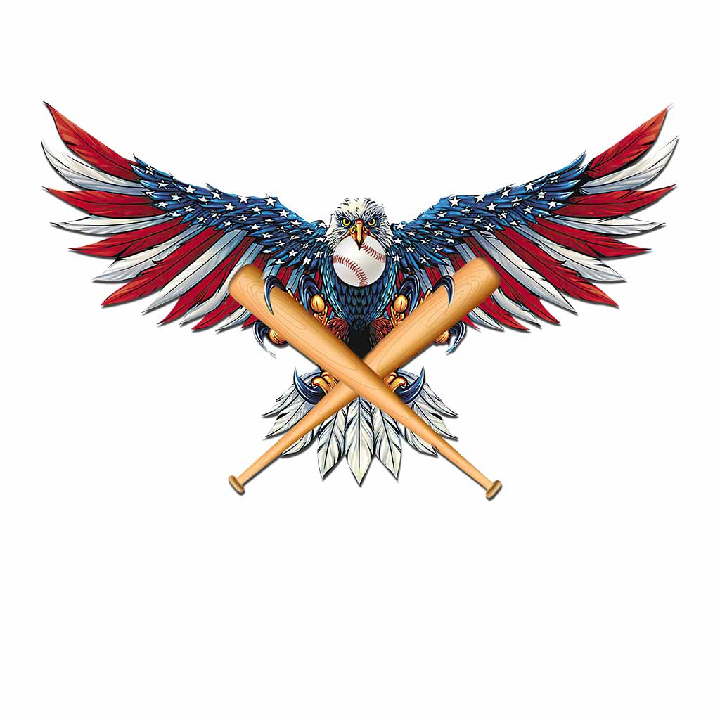 Baseball Independence Day Cut Metal Sign