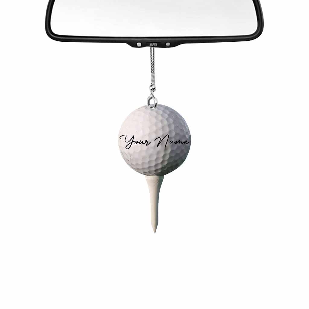 Golf Tee Personalized Car Ornament (Printed On Both Sides)