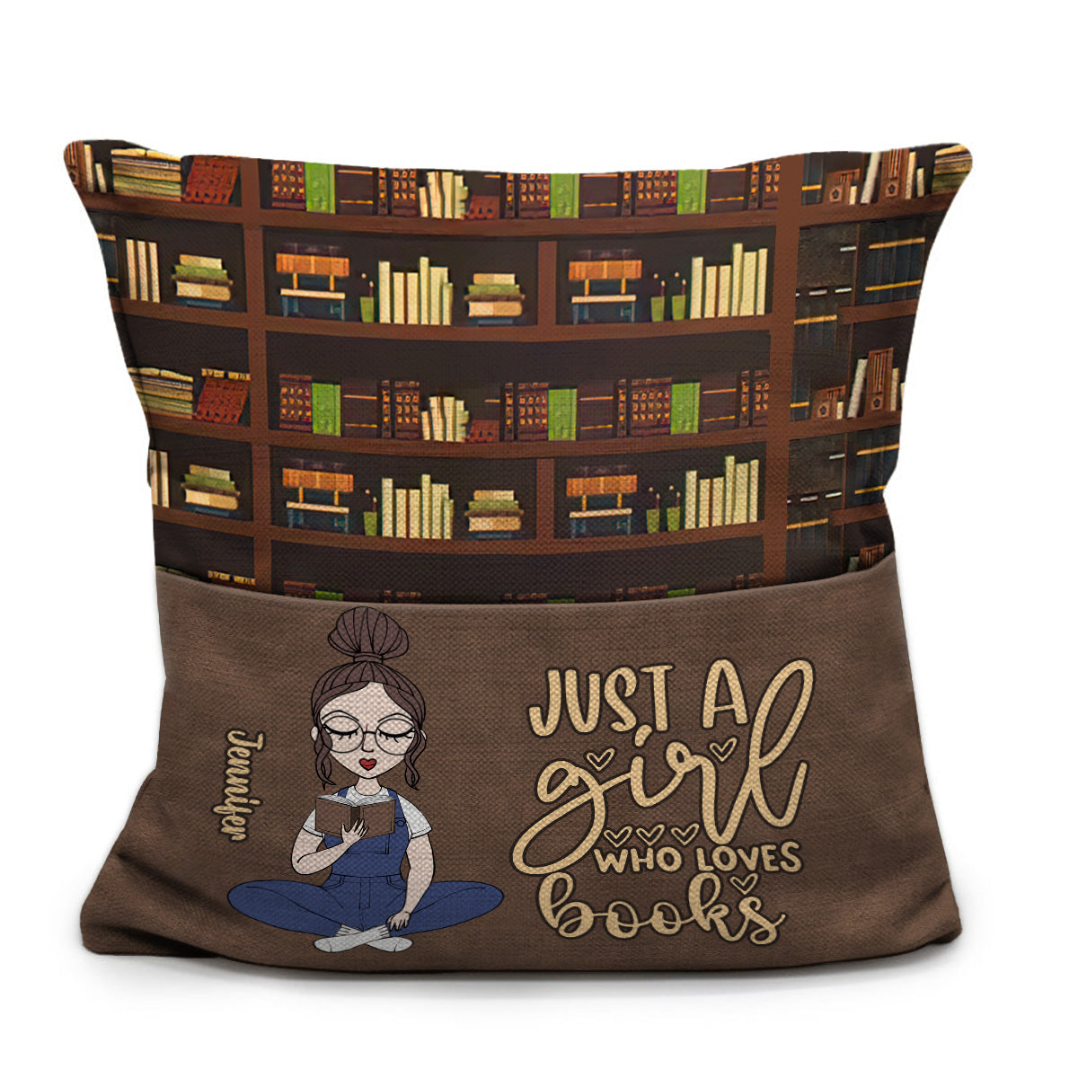 Juste une fille qui aime les livres - Coussin à poche de livre personnalisé