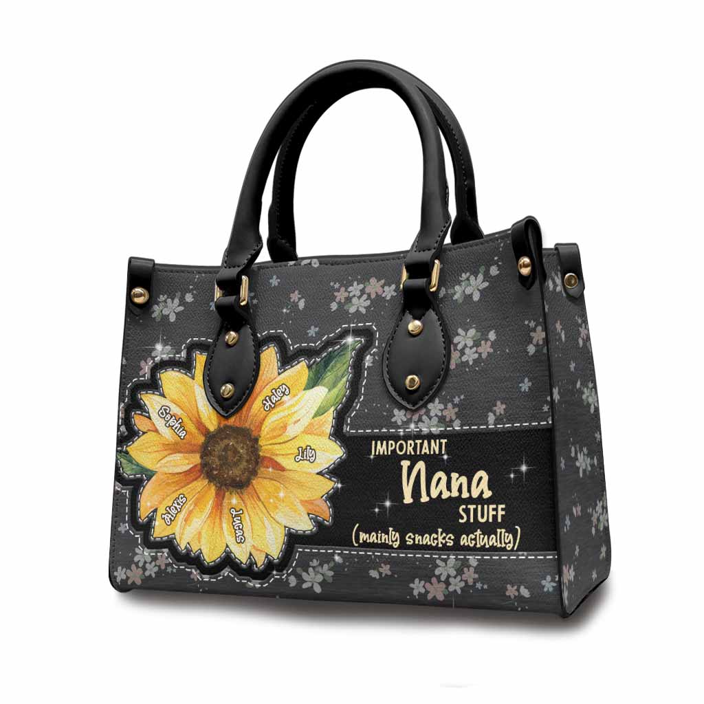 Sac à main en cuir personnalisé « Petit soleil de grand-mère et tournesol »