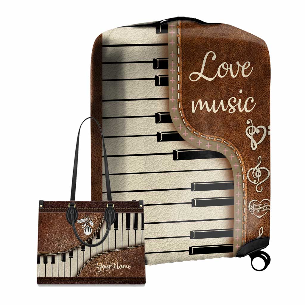 La musique, c'est ma vie - Housse de sac à main et de valise personnalisée en cuir de piano