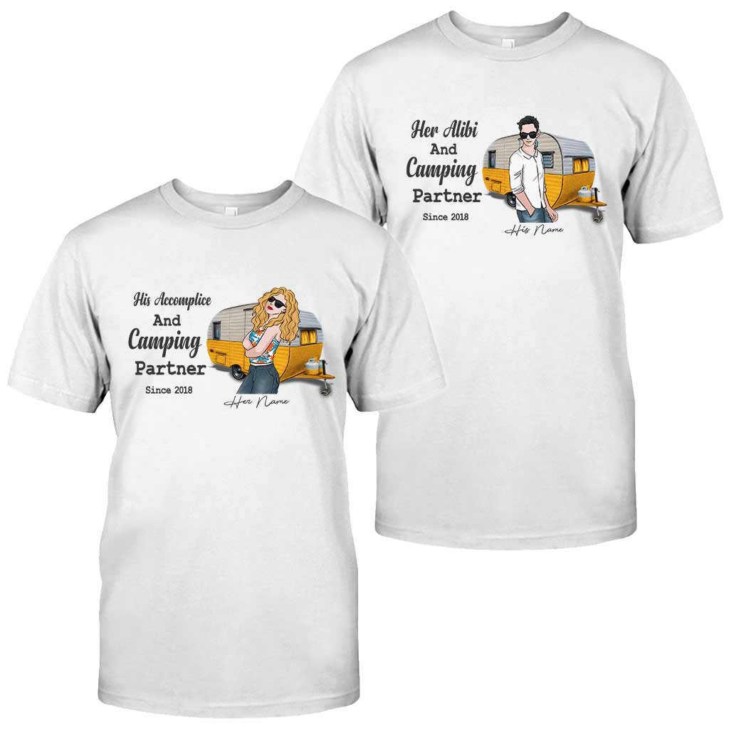 Son alibi et son partenaire de camping - T-shirt et sweat à capuche personnalisés pour couple