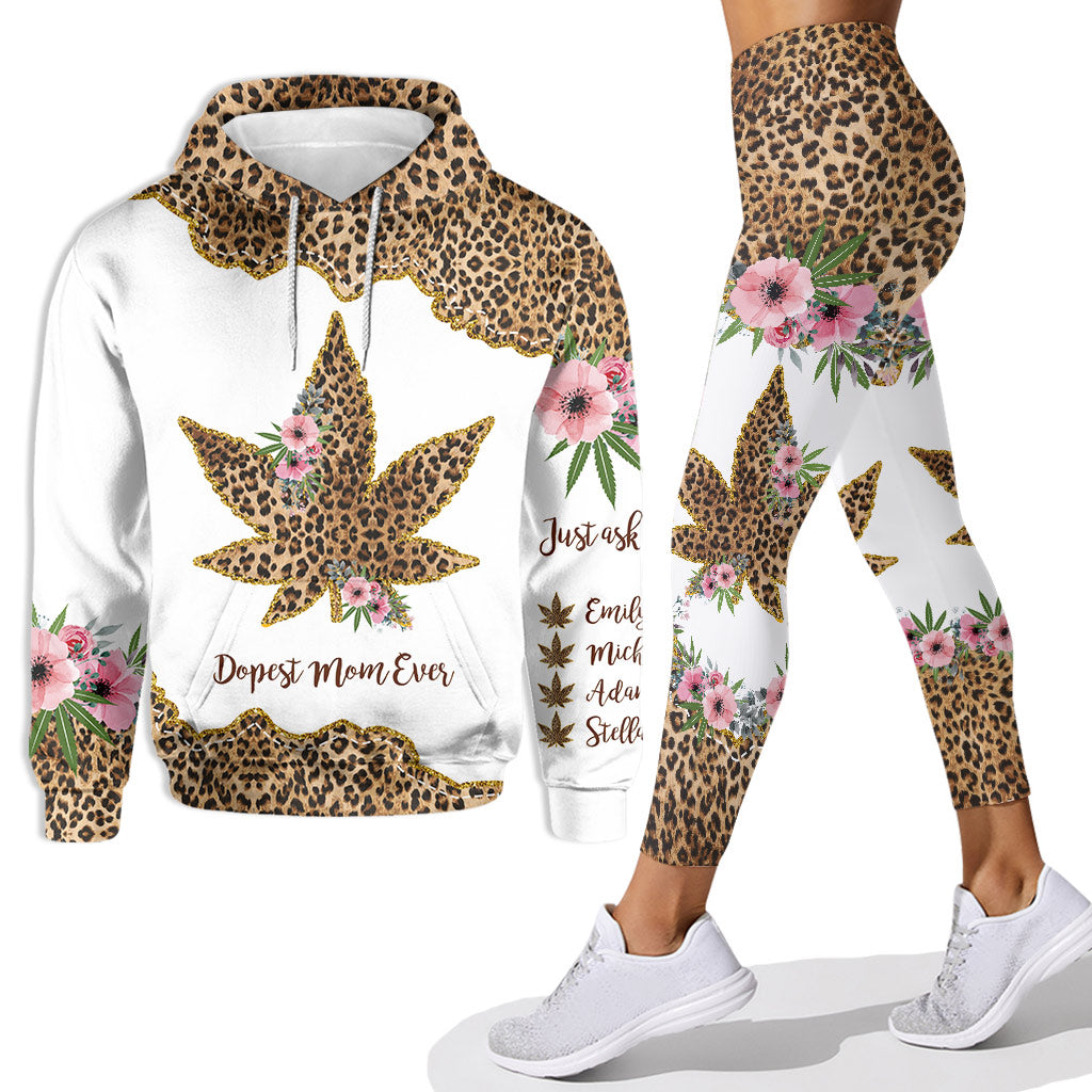 Maman la plus cool du monde - Sweat à capuche et legging personnalisés pour la fête des mères (motif cannabis)