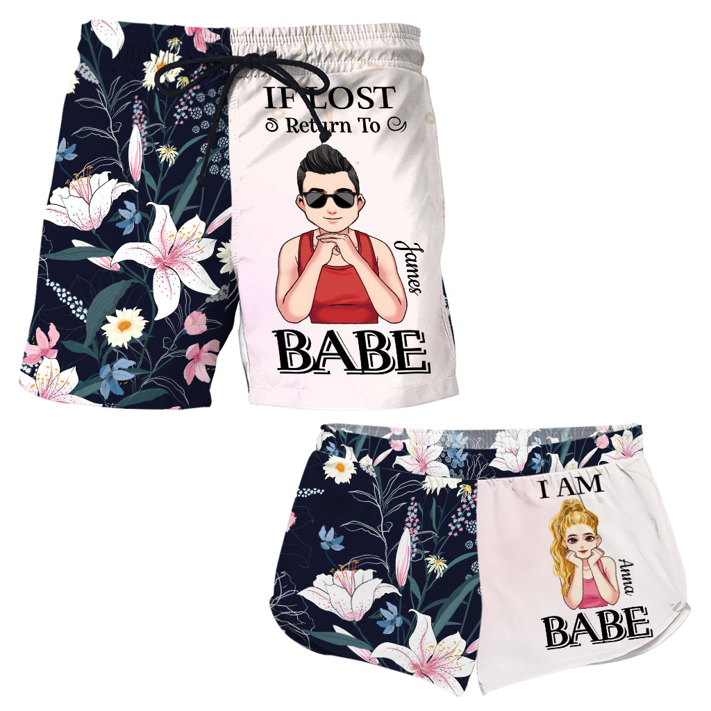 Si perdu, retournez à votre chérie - Shorts personnalisés pour couples homme et femme