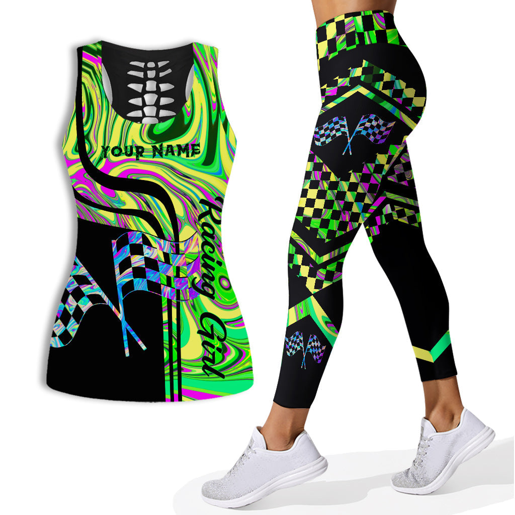 Racing Girl - Personalized Hollow Tank Top and Leggings