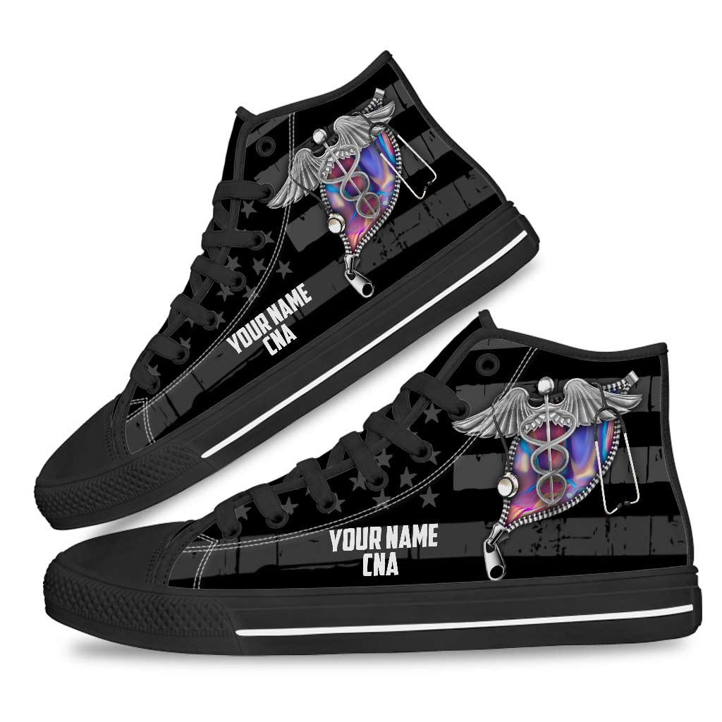 Infirmière américaine - Chaussures montantes personnalisées pour la fête de l'Indépendance