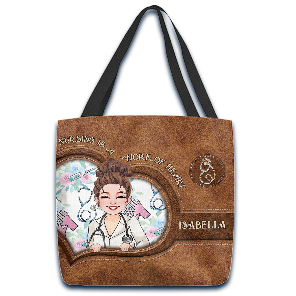 Le métier d'infirmière est un travail de cœur - Sac fourre-tout personnalisé pour infirmière