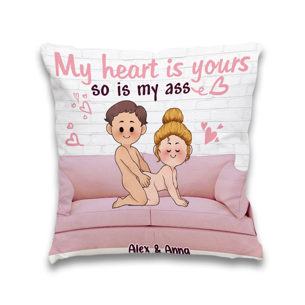 Mon cœur est à toi - Coussin décoratif personnalisé pour couple