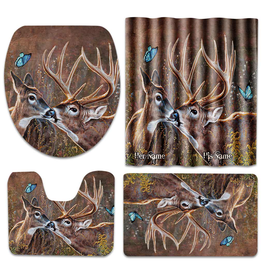 Ensemble rideau et tapis de bain personnalisés sur le thème de la chasse