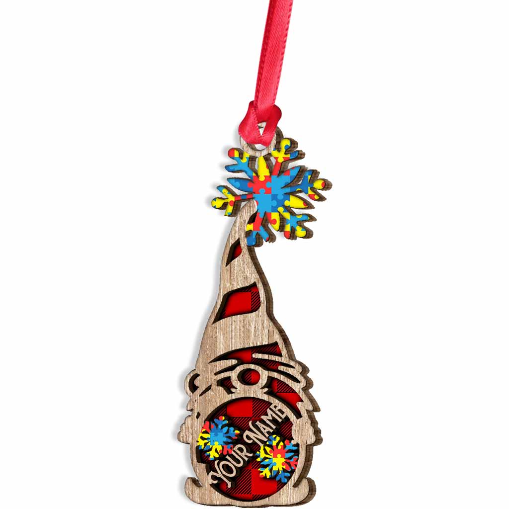 Accepter, comprendre, aimer - Ornement de Noël personnalisé en bois à plusieurs couches pour la sensibilisation à l'autisme