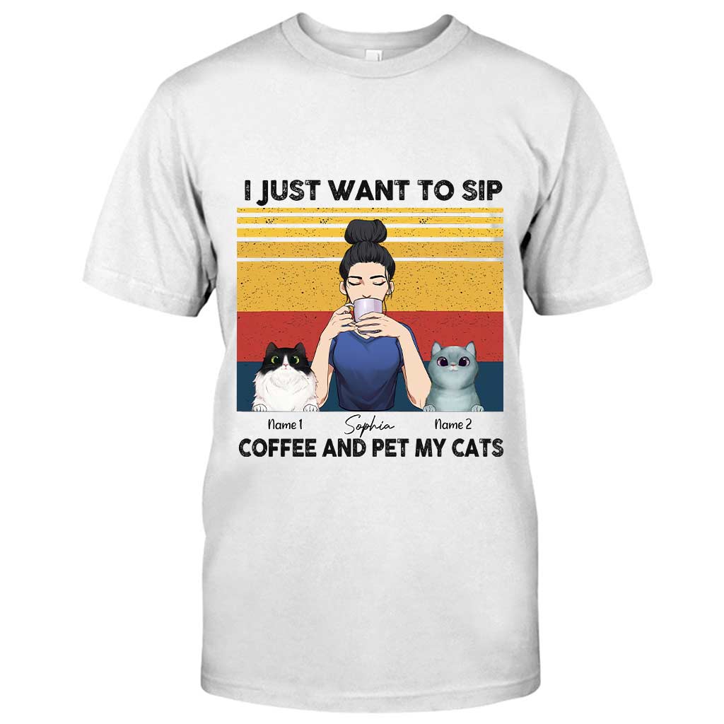 Café pour mamans de chats - T-shirt et sweat à capuche personnalisés pour chats