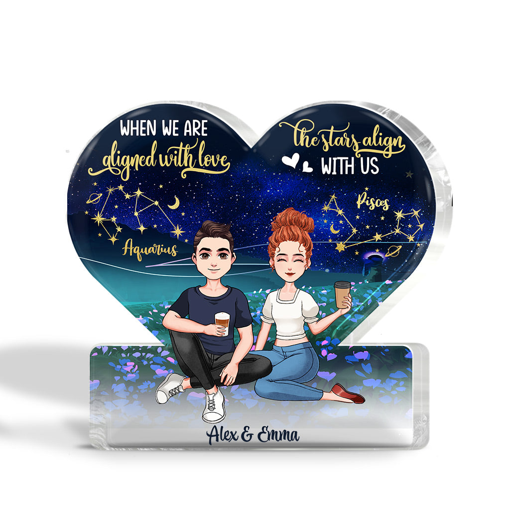 Je t'aime jusqu'à la lune - Plaque acrylique personnalisée pour couple - Forme personnalisée