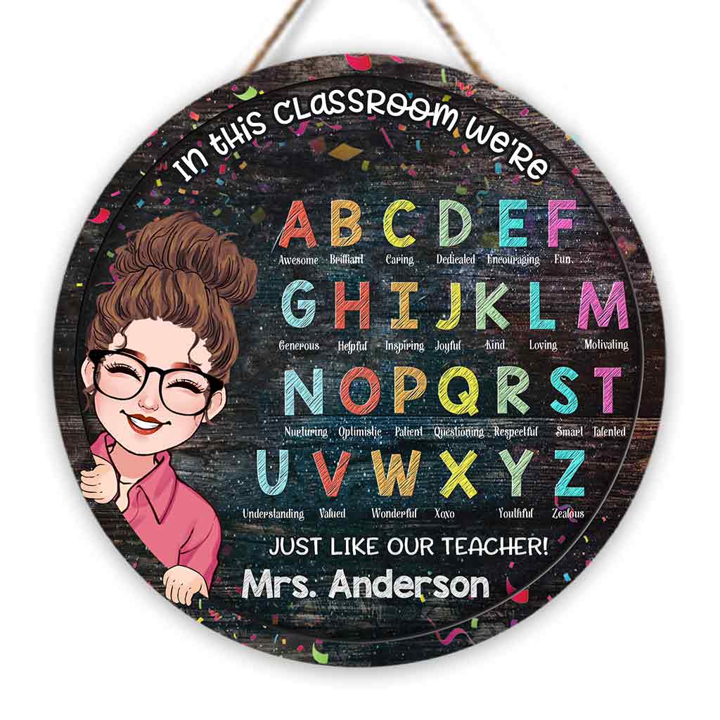 In This Classroom - Personalized Teacher Round Wood Sign