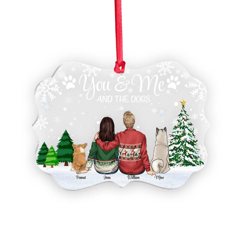 Toi, moi et les chiens - Ornement de Noël transparent personnalisé