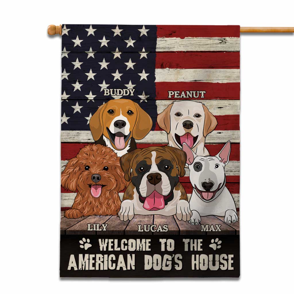 Bienvenue dans la niche du chien - Drapeau de maison personnalisé pour la fête de l'indépendance