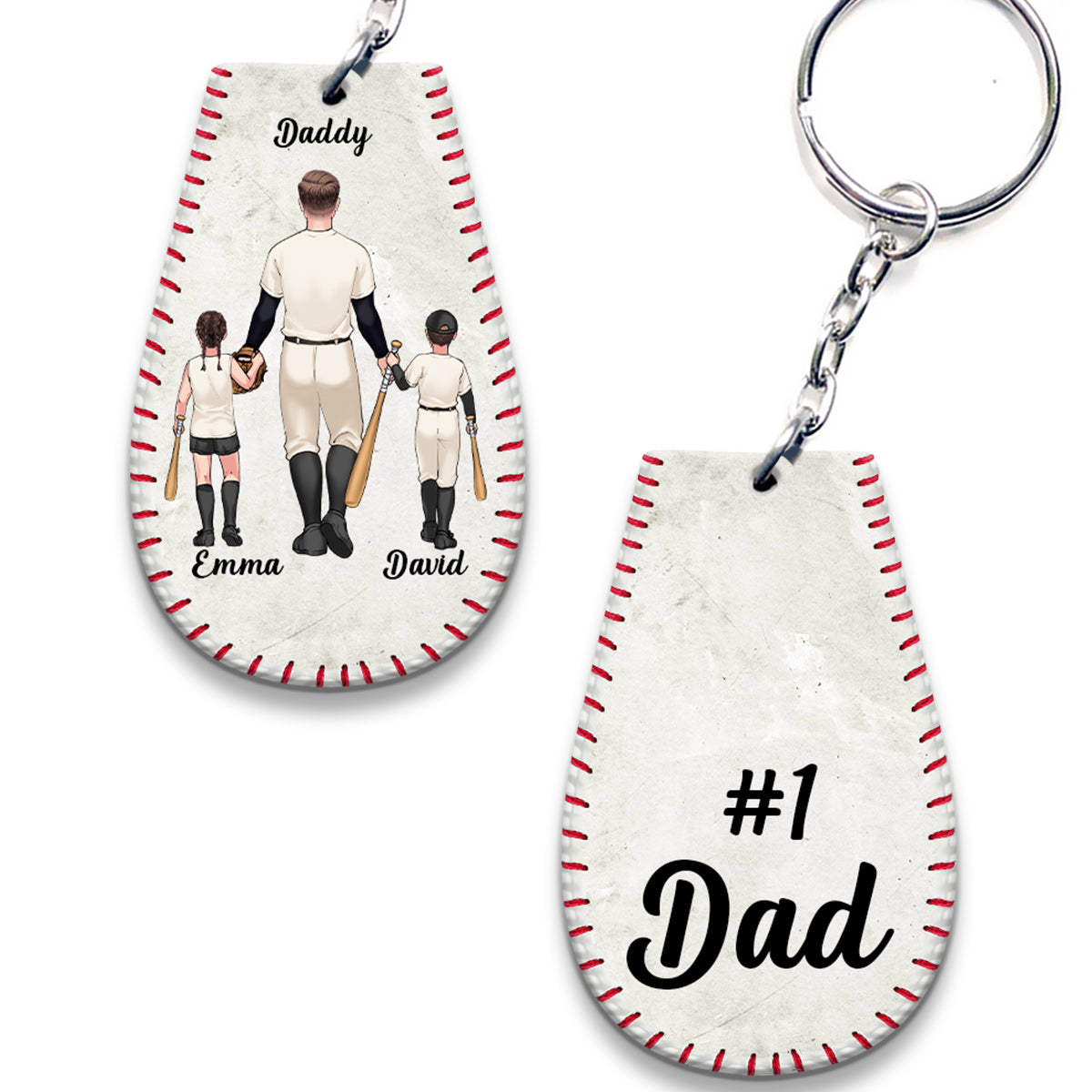 #1 Baseball Dad - Baseball gift for dad, grandpa - Personalized Keychain