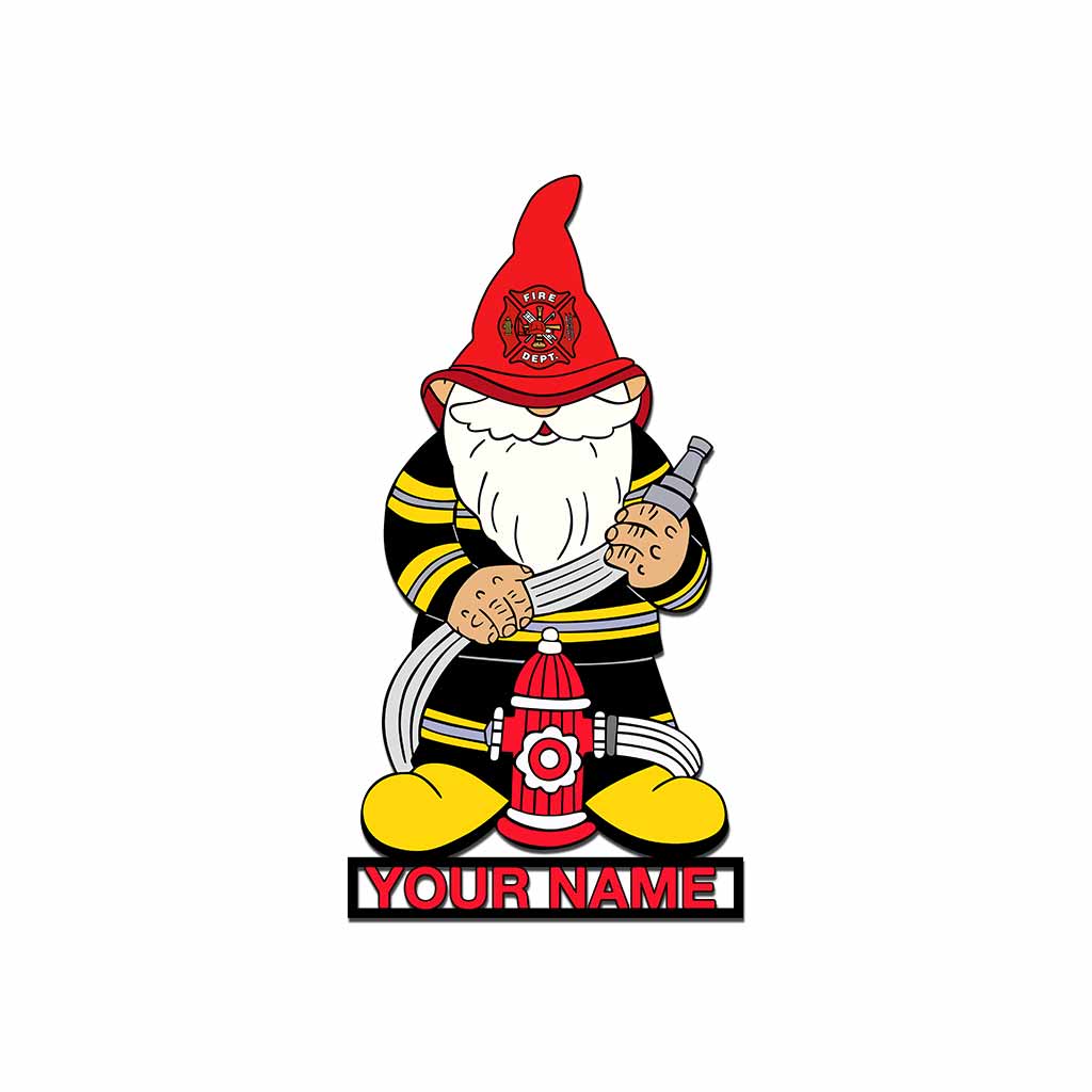Firefighter Gnome - Personalized Cut Metal Sign