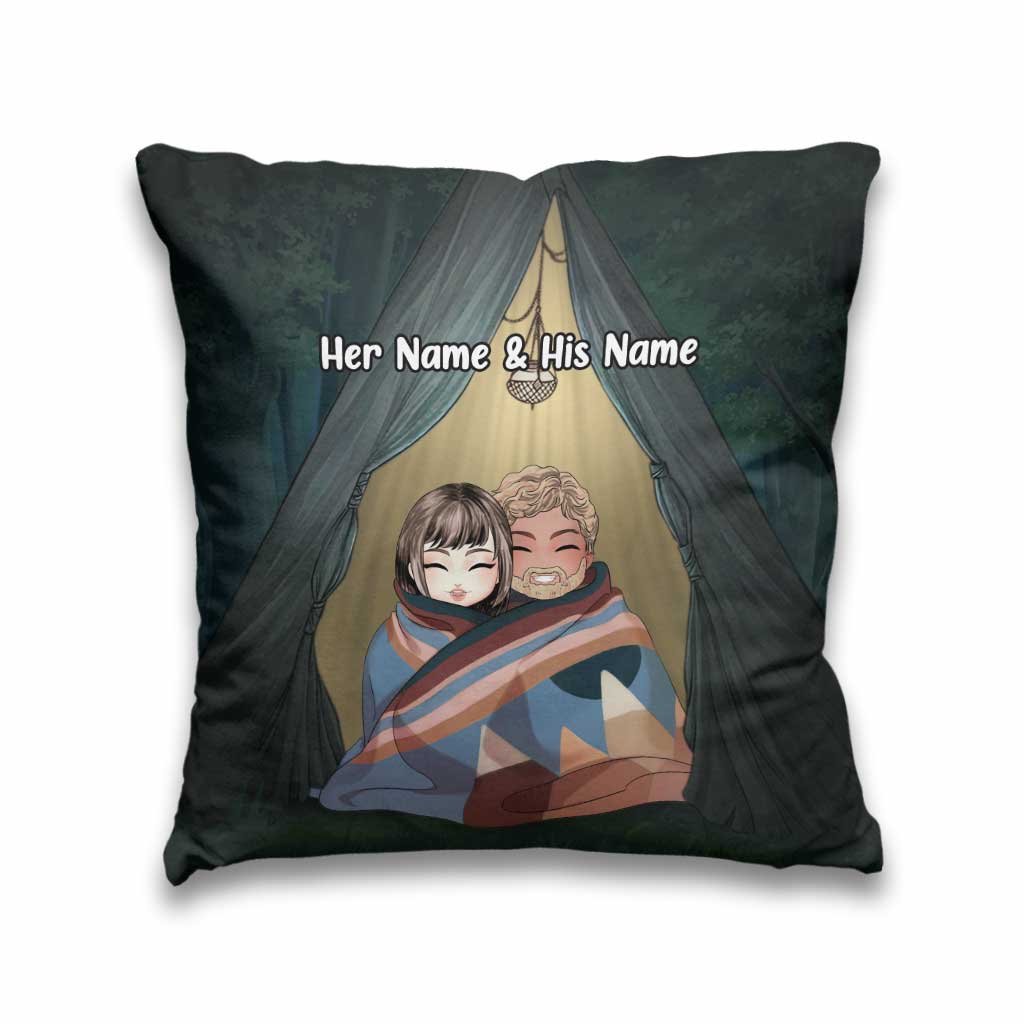 Toi et moi, on gère ça, couple de campeurs - Coussin décoratif de camping personnalisé