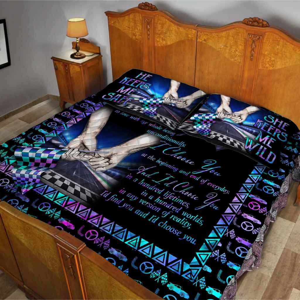 Je te choisis - Parure de lit courtepointe de course Je te choisis