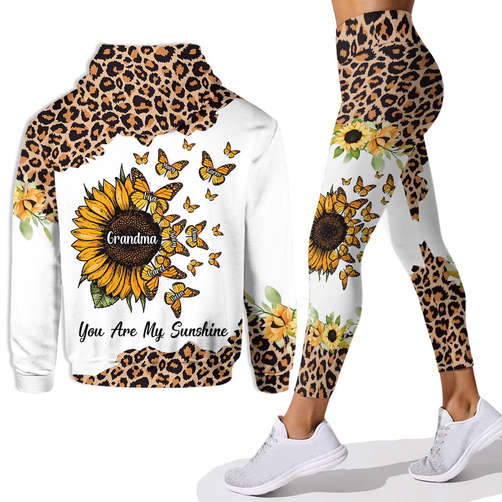 Magnifique léopard tournesol Mon petit rayon de soleil - Sweat à capuche et leggings personnalisés pour grand-mère