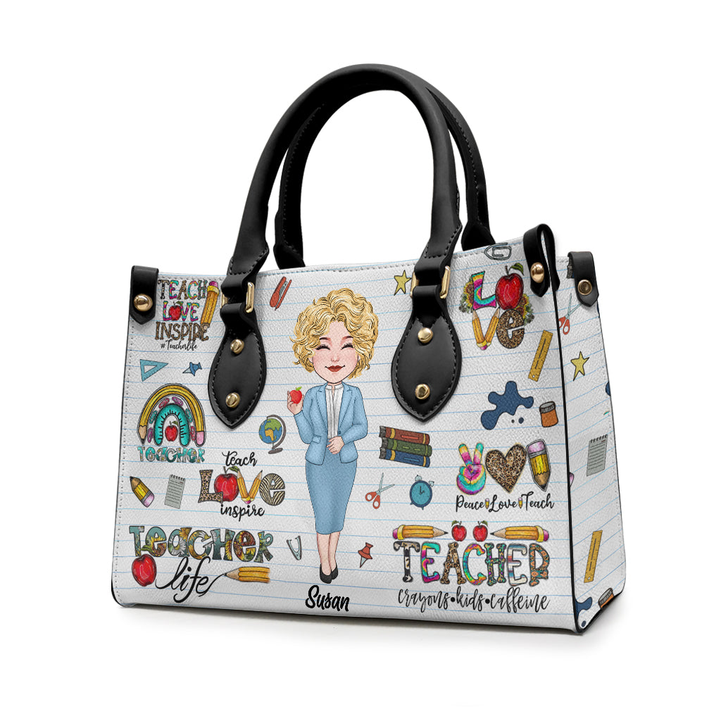 Vie d'enseignant - Sac à main en cuir personnalisé pour enseignant