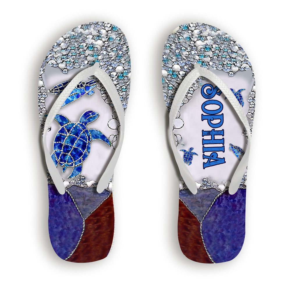 Salty Lil' Beach - Tongs personnalisées en forme de tortue