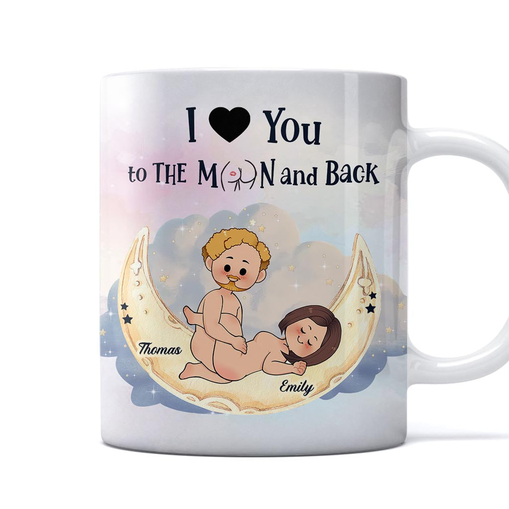Je t'aime jusqu'à la lune et retour - Mug personnalisé pour couple