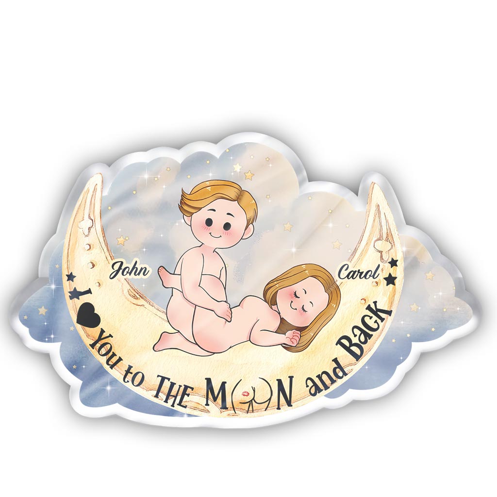 Je t'aime jusqu'à la lune et retour - Coussin personnalisé pour couple