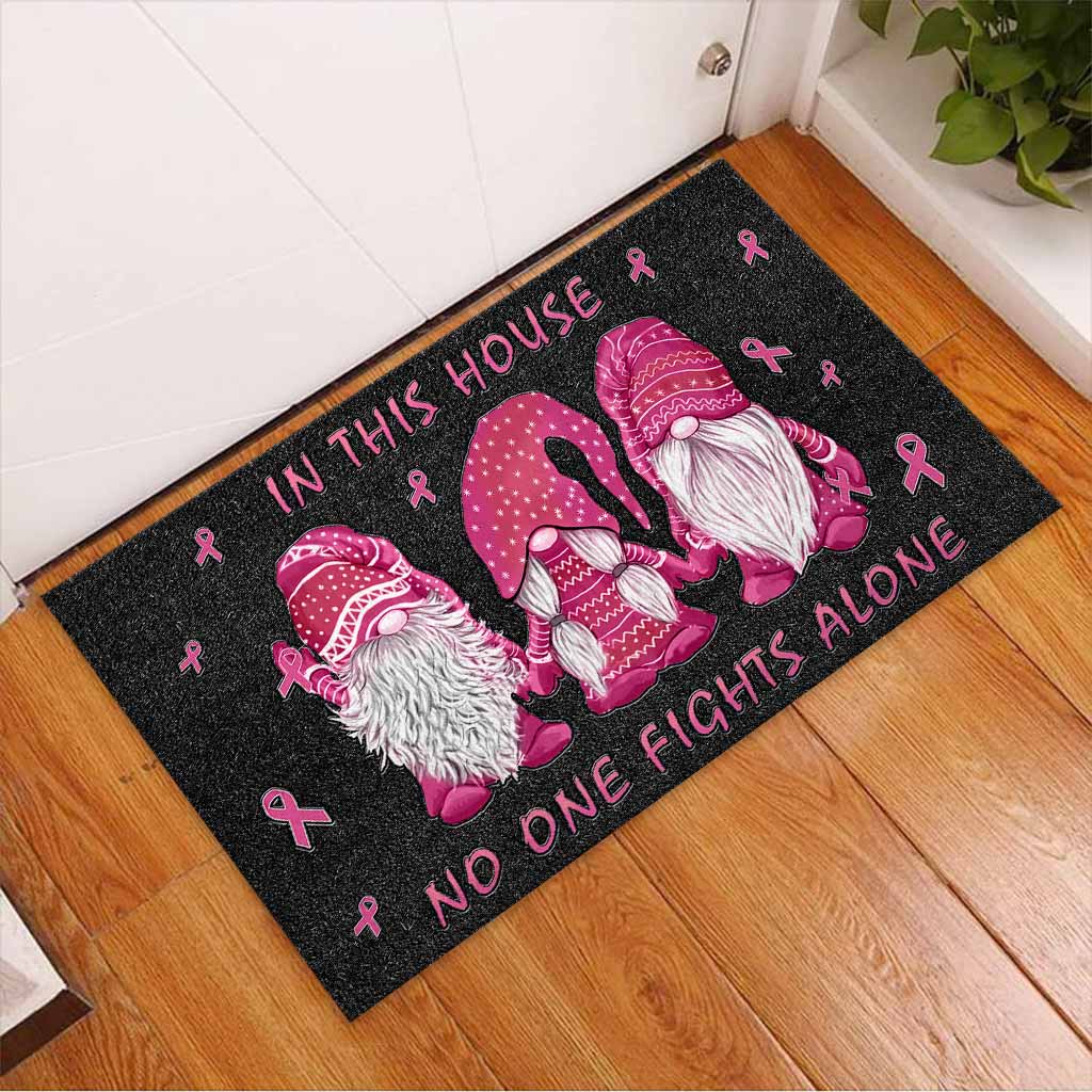 Dans cette maison, personne ne se bat seul - Paillasson de sensibilisation au cancer du sein