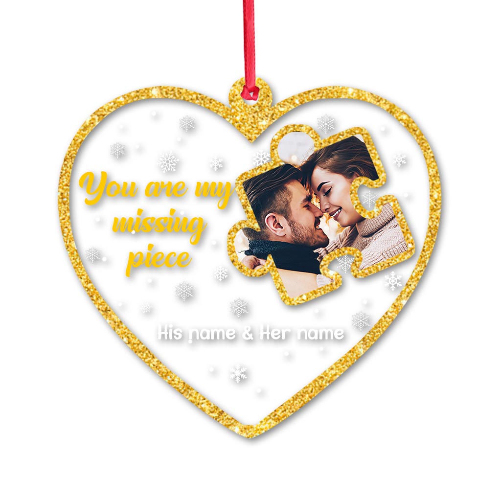 You Are My Missing Piece - Personalized Christmas Couple Transparent Ornament
