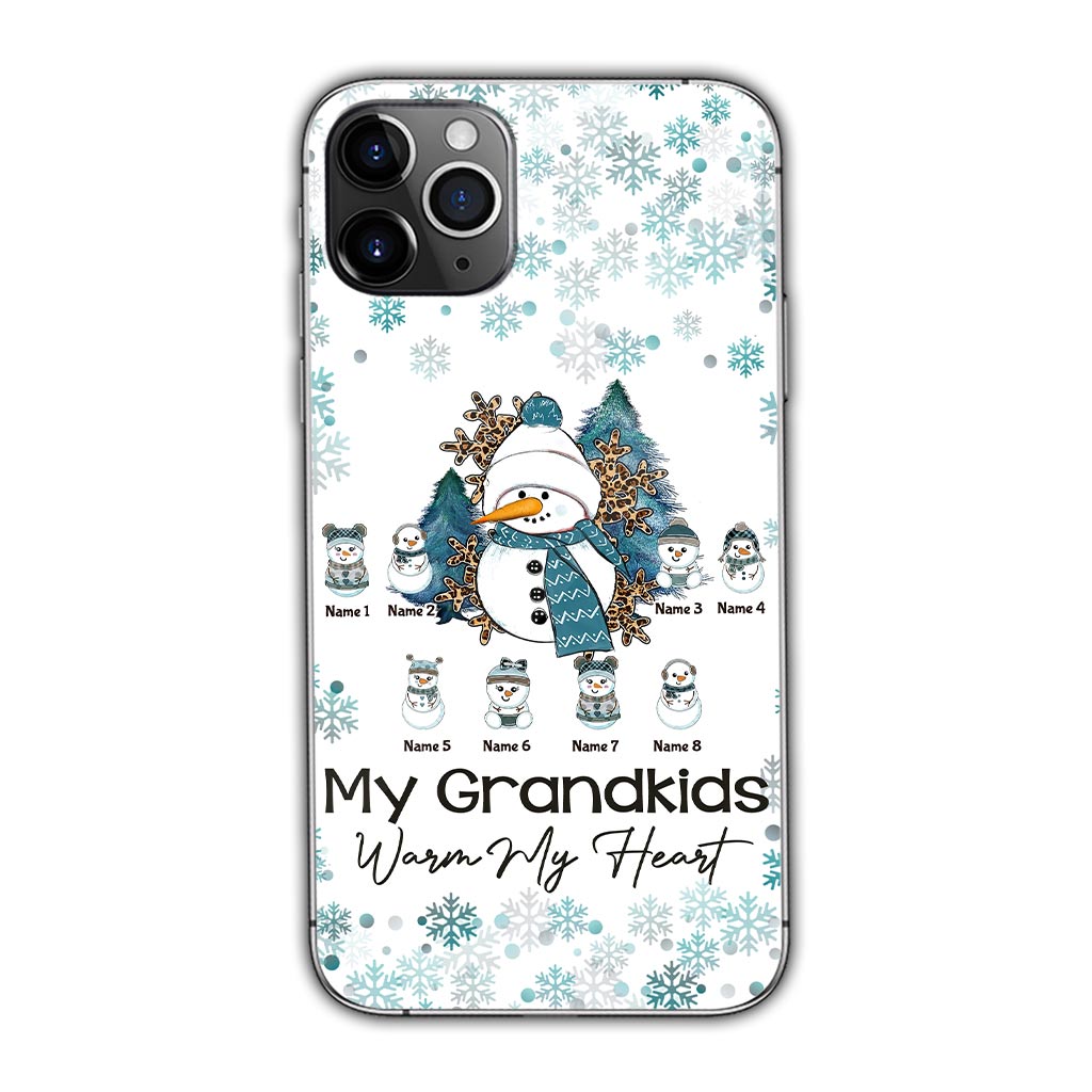 Mes petits-enfants me font chaud au cœur - Coque de téléphone personnalisée de Noël pour grand-mère