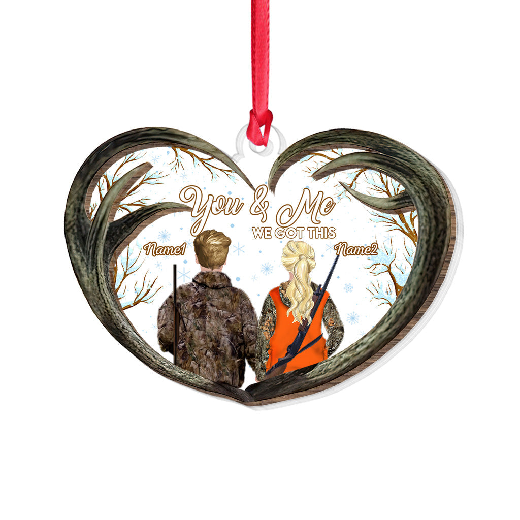 Toi et moi, l'amour à la chasse - Ornement de Noël personnalisé à plusieurs niveaux