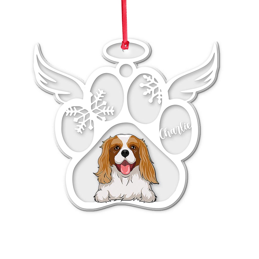 Empreintes de pattes de Noël pour animaux de compagnie - Ornement transparent personnalisé pour chien