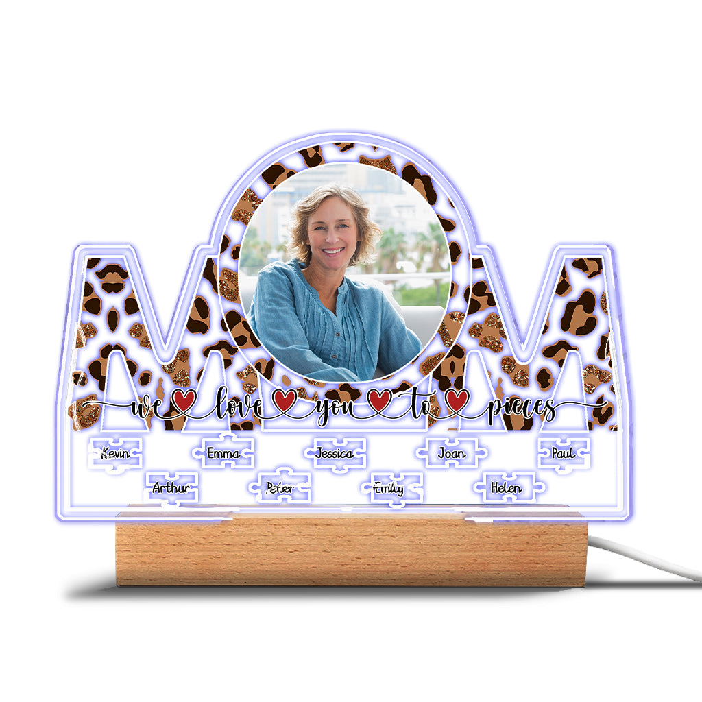 Nous t'aimons plus que tout - Plaque lumineuse personnalisée en forme de maman pour la fête des mères