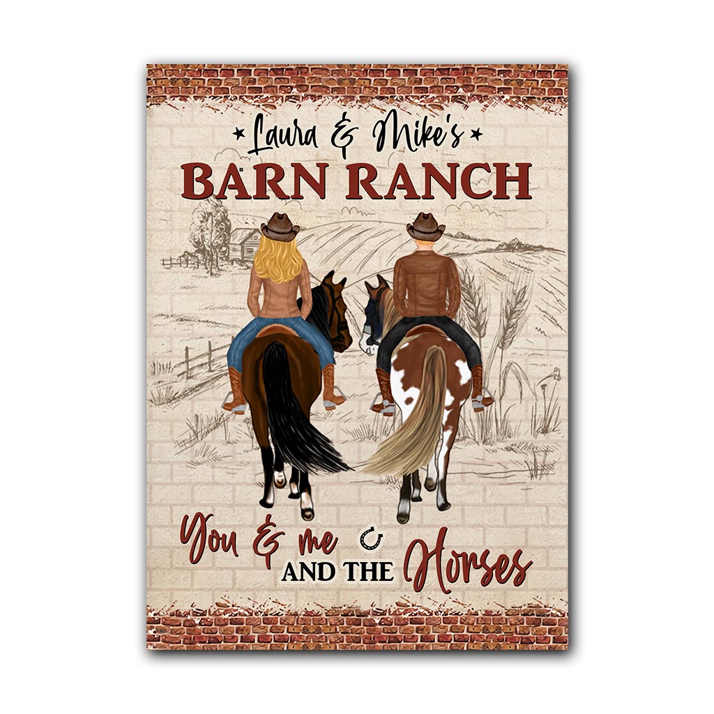 You And Me And The Horse - Personalized Horse Rectangle Metal Sign