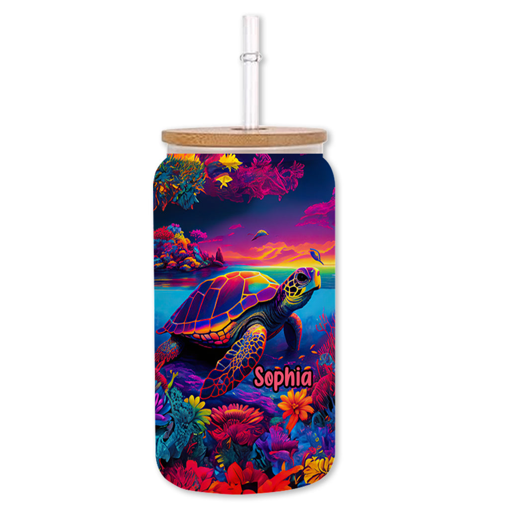 Salty Lil' Beach - Verre à canette personnalisé en forme de tortue