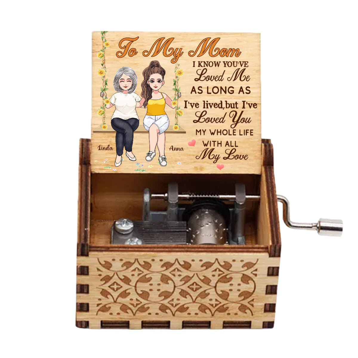 Mom I've Loved You - Personalized Mother's Day Mother Hand Crank Music Box
