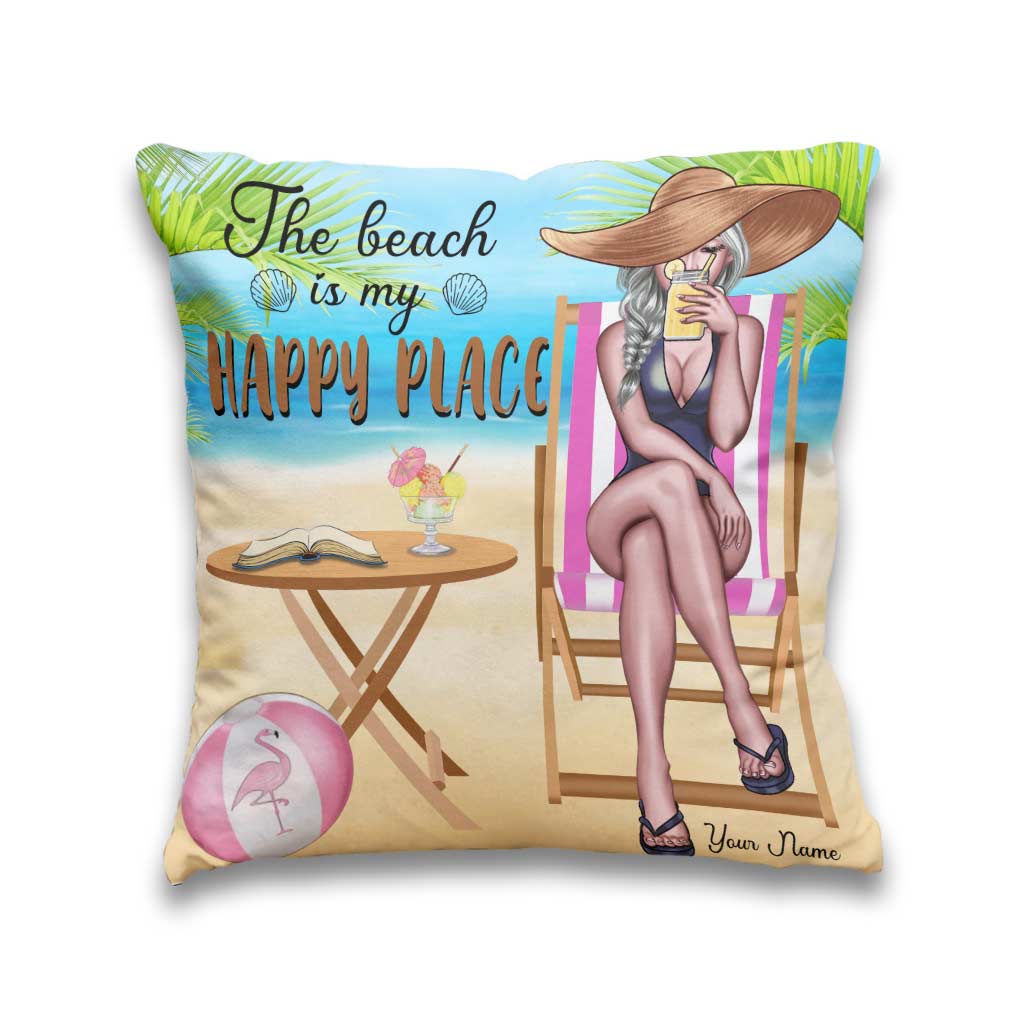 Coussin décoratif personnalisé « Fille amoureuse de la plage »
