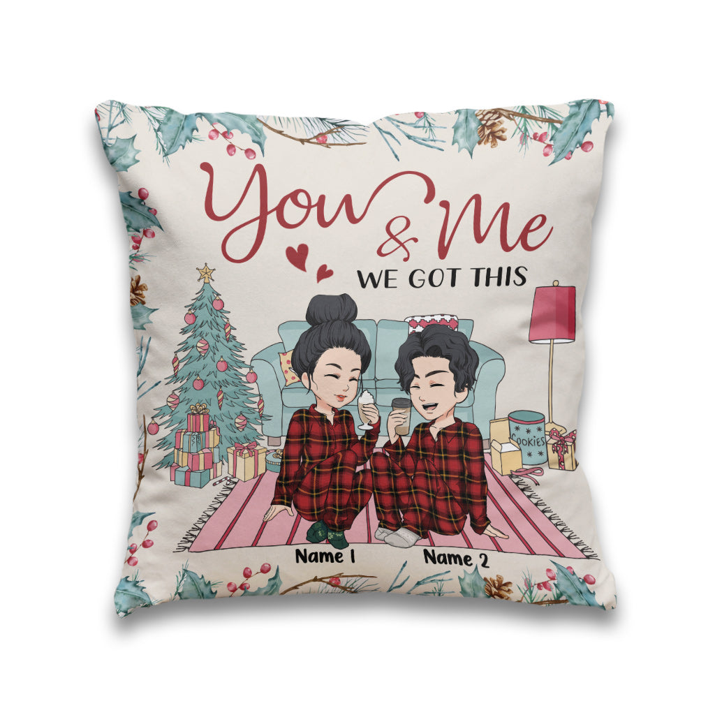 Toi et moi, on gère ! - Coussin décoratif de Noël personnalisé pour couple