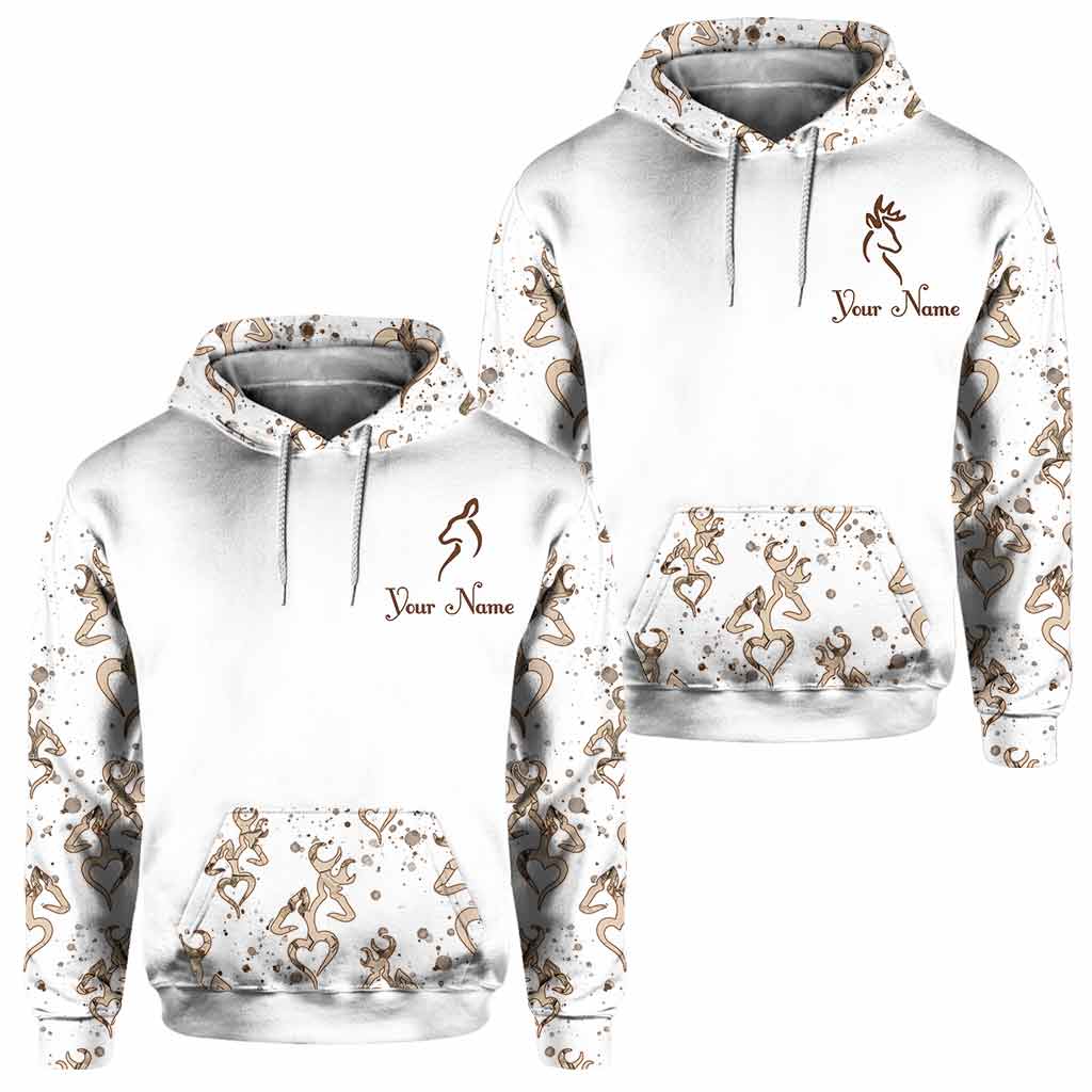 Sa biche, son cerf - T-shirt et sweat à capuche personnalisés pour couples à la chasse.