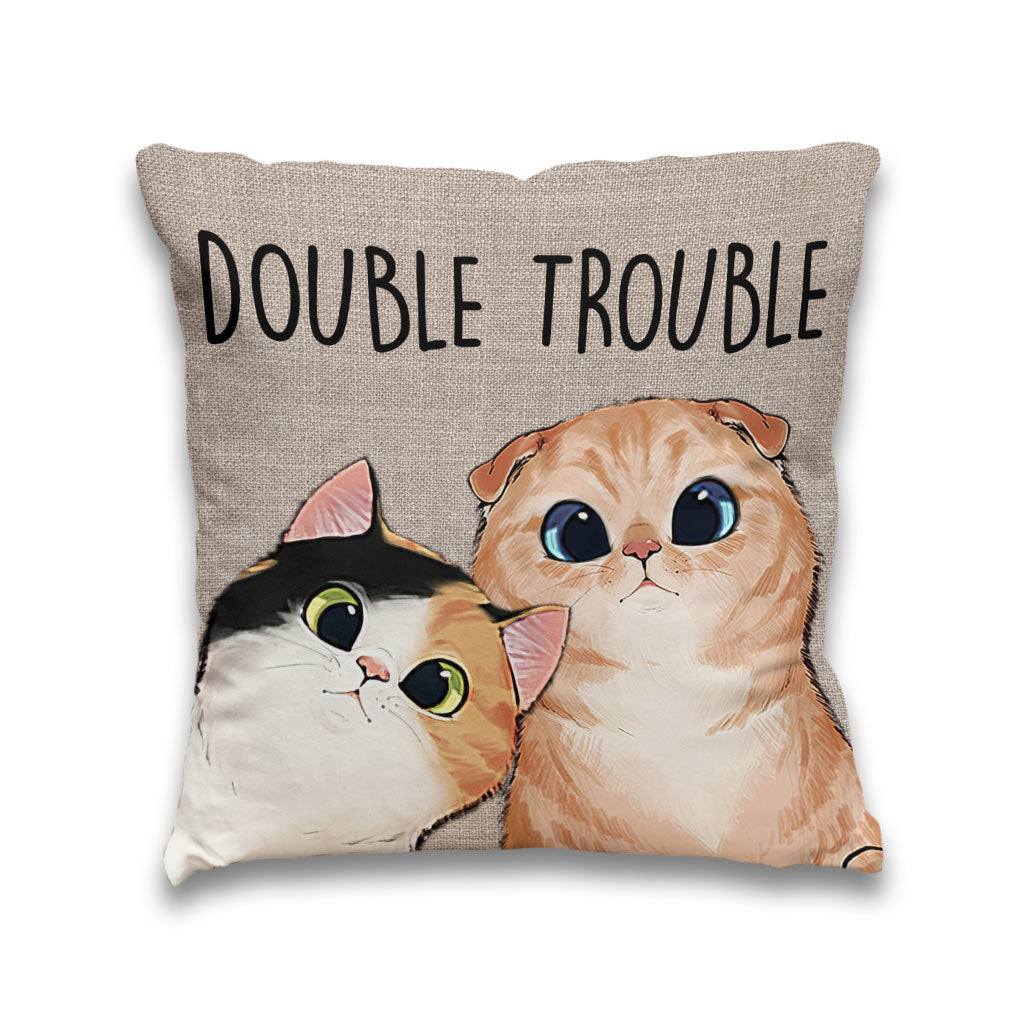 Coussin décoratif personnalisé Double Trouble pour chat