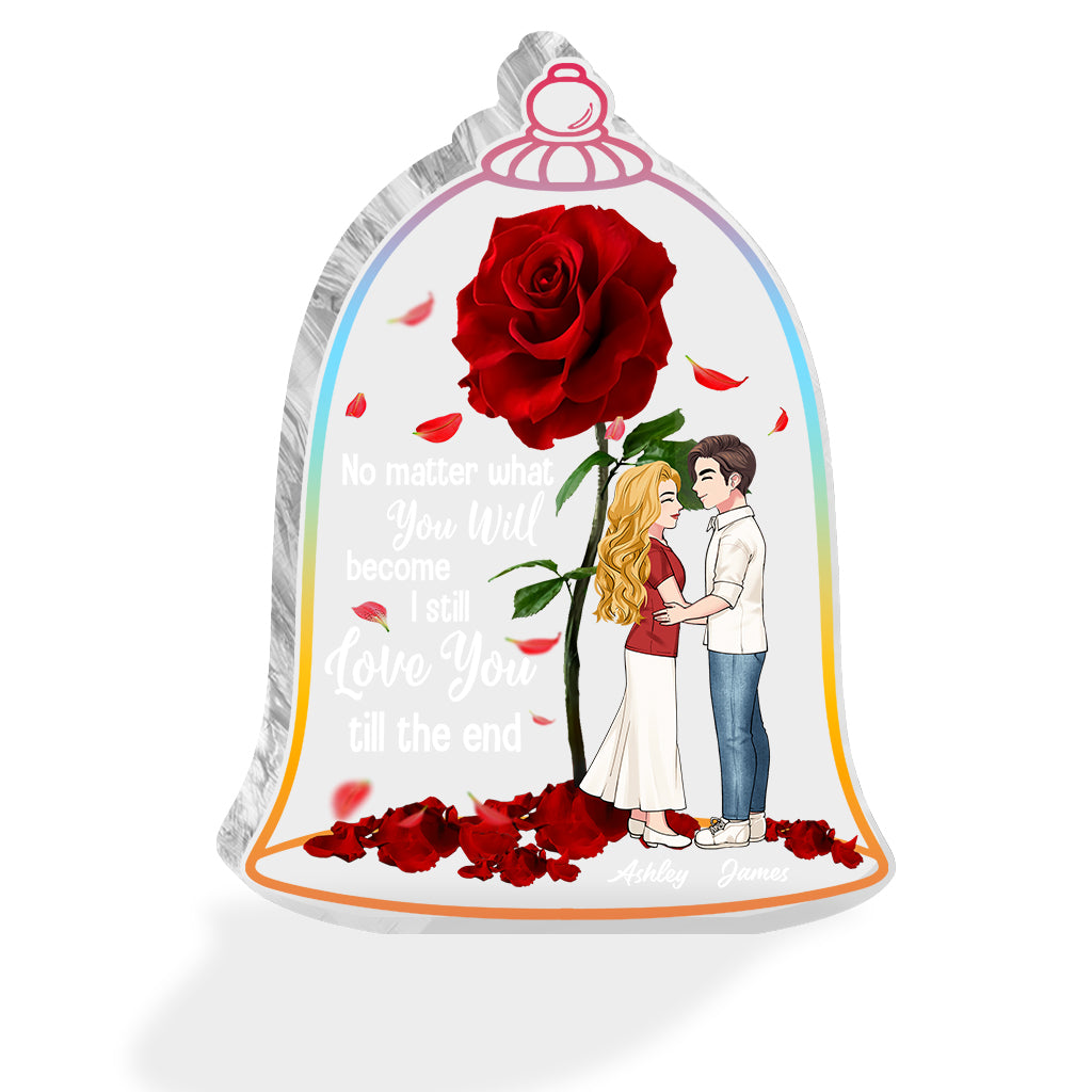 Je t'aimerai toujours jusqu'à la fin - Plaque acrylique personnalisée pour la fête des mères (couple).