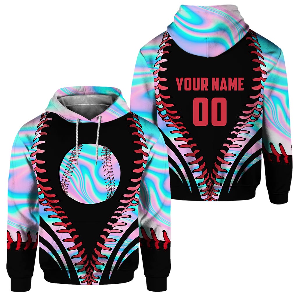 J'adore le baseball ! T-shirt et sweat à capuche personnalisés avec motif baseball intégral.