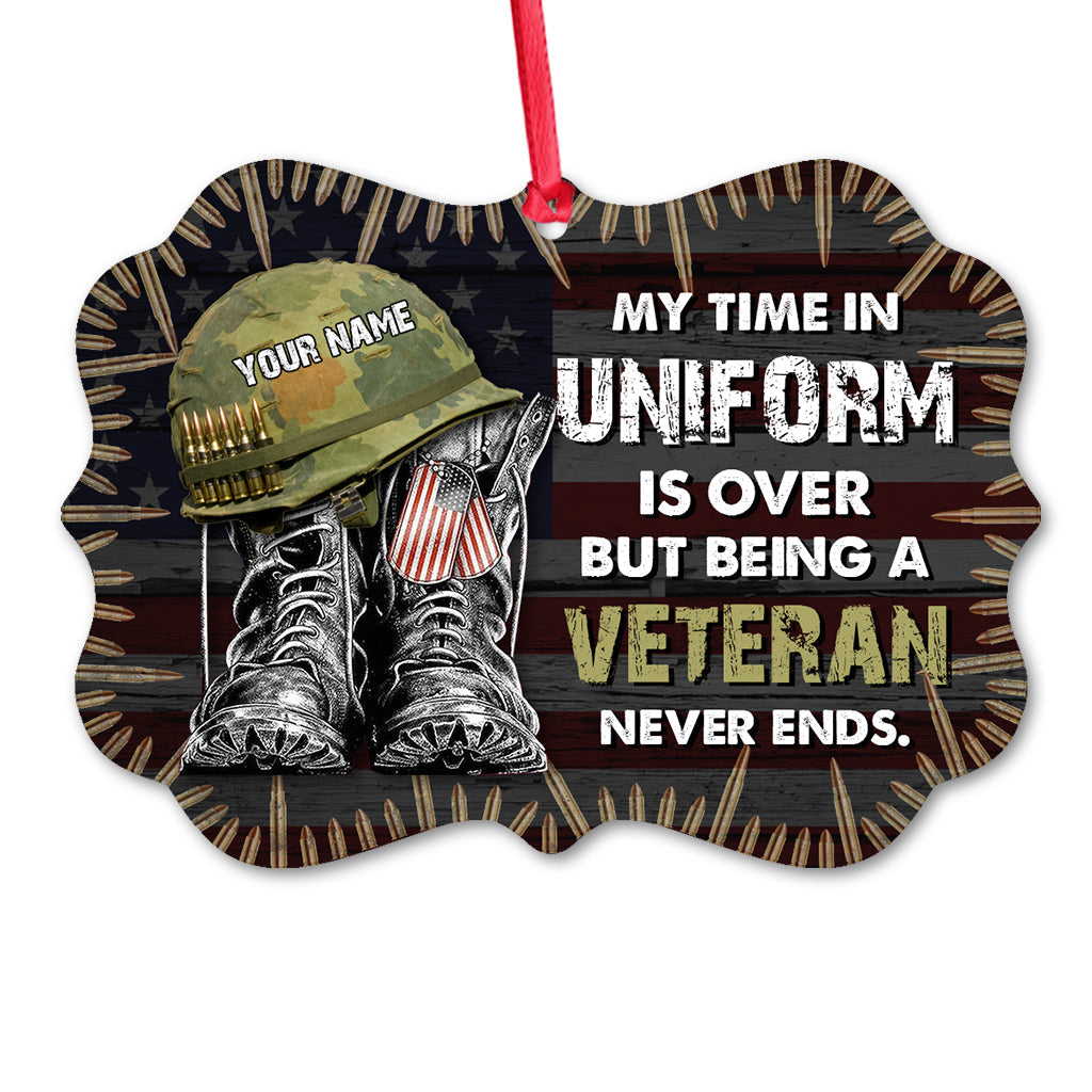 My Time In Uniform Is Over - Personalized Christmas Veteran Ornament (Printed On Both Sides)