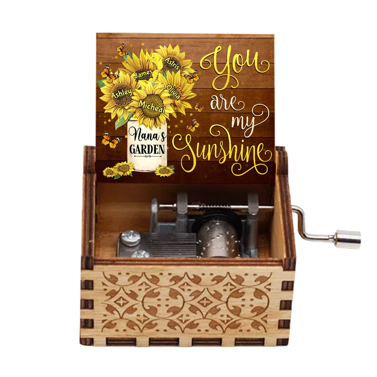 Tu es mon rayon de soleil - Cadeau pour grand-mère, papa, maman, grand-père - Boîte à musique à manivelle personnalisée