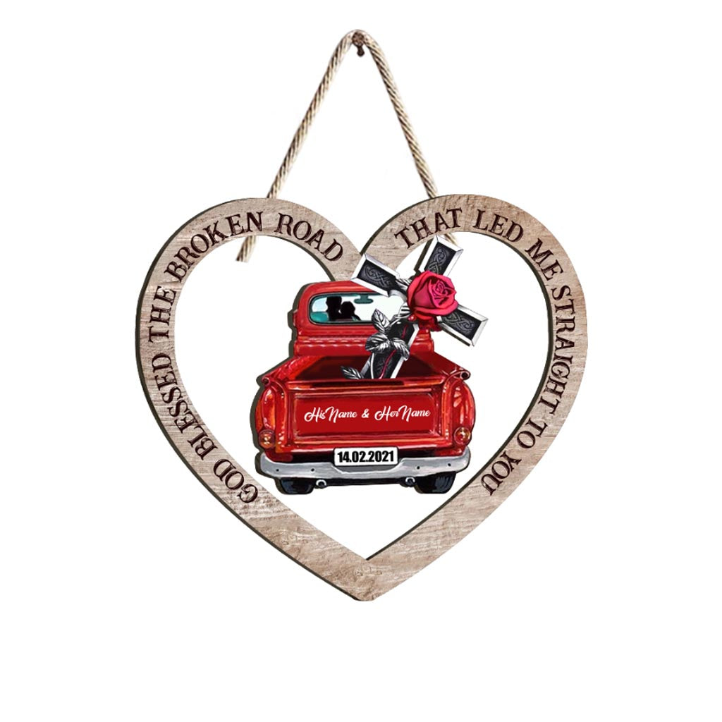 Dieu a béni le chemin difficile - Panneau en bois personnalisé pour couple